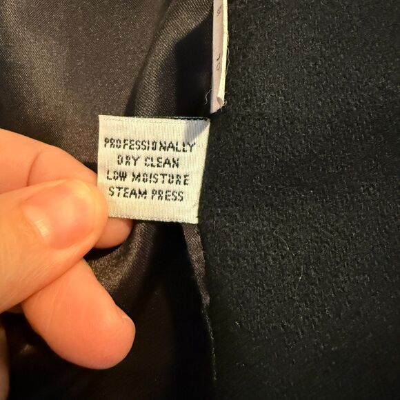 Vintage Leslie Fay 100% Pure Wool Black Long Coat Trench Dress Coat Size 10 USA - Picture 7 of 12